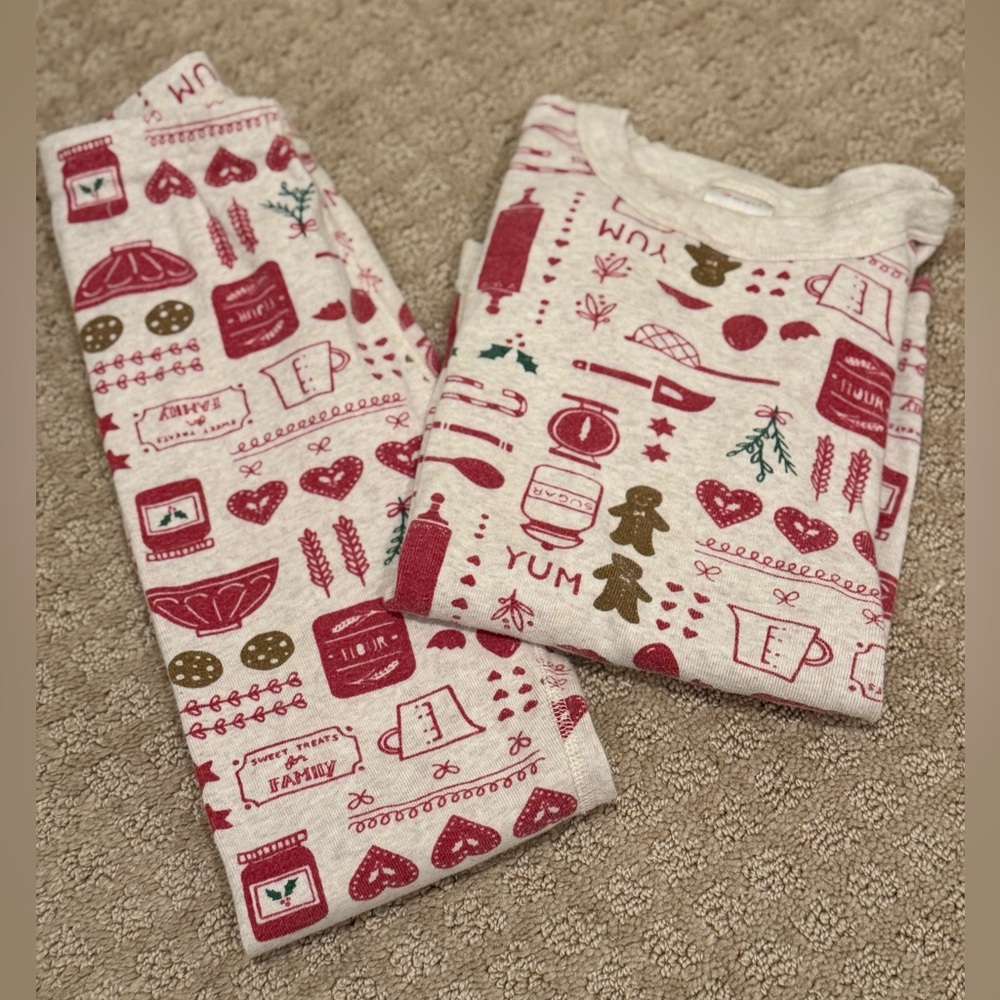 Hanna Andersson Long John Pajama Set Size 6-7 Holiday Baking Print